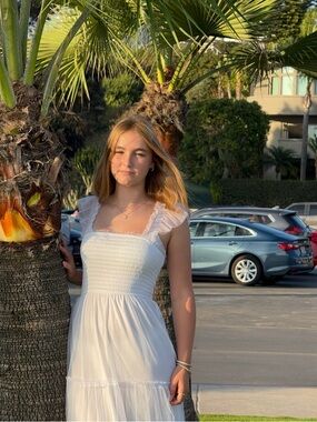 Trixxi  Maxi  White Tull Ruffled Strap Maxi Dress S